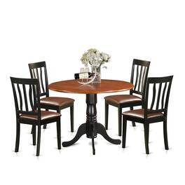 East West Furniture - Dining set - 5 Pcs with 4 Wood Chairs - Black & Cherry