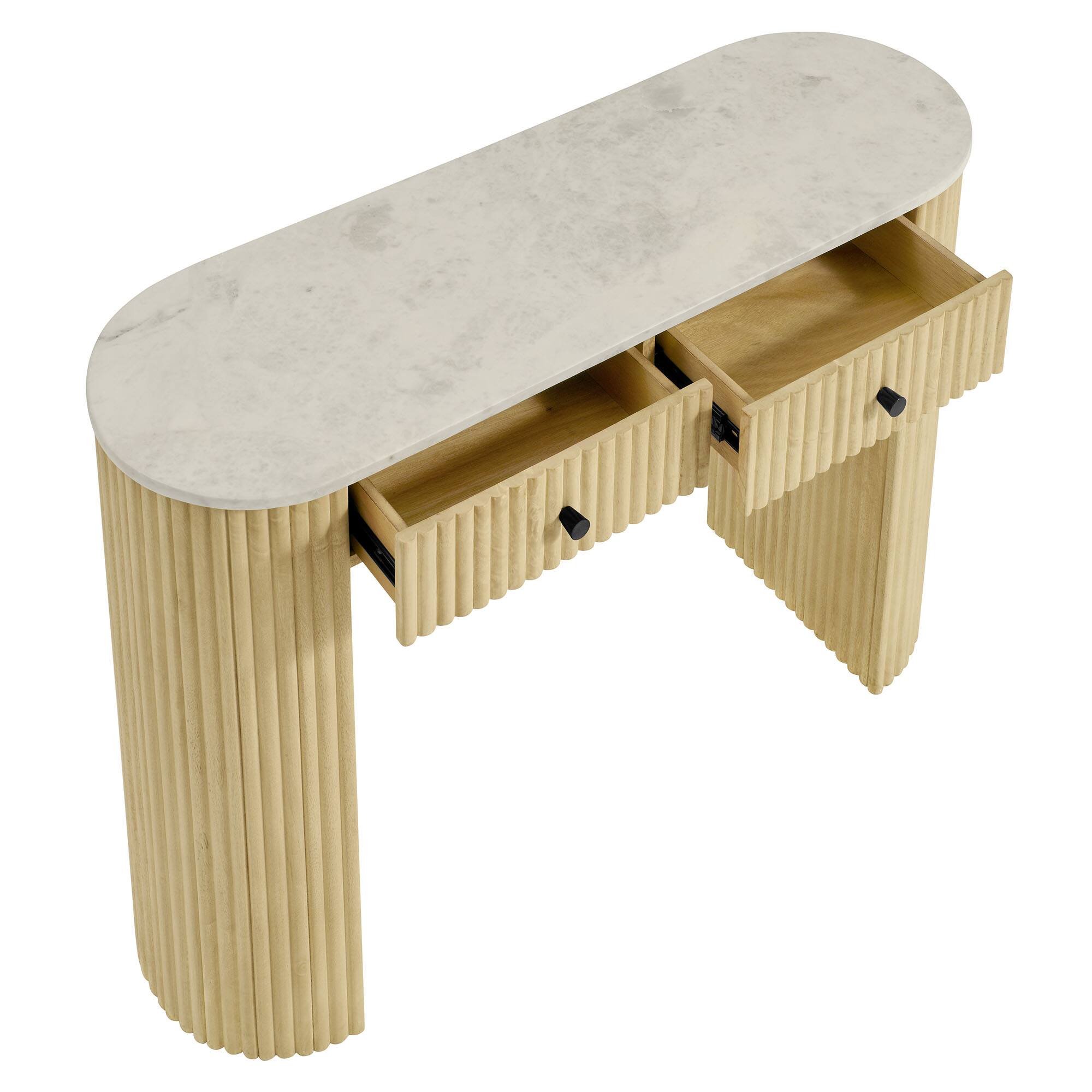 Alt View 5. Modway - Caldera 42" Curved Solid Wood and Marble Console Table by Modway - Natural.