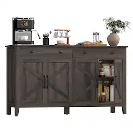 Songmics Home - Buffet Cabinet, Coffee Bar Cabinet with 2 Drawers, Adjustable Shelves, Sideboard Storage with Cable Holes - Taupe Brown
