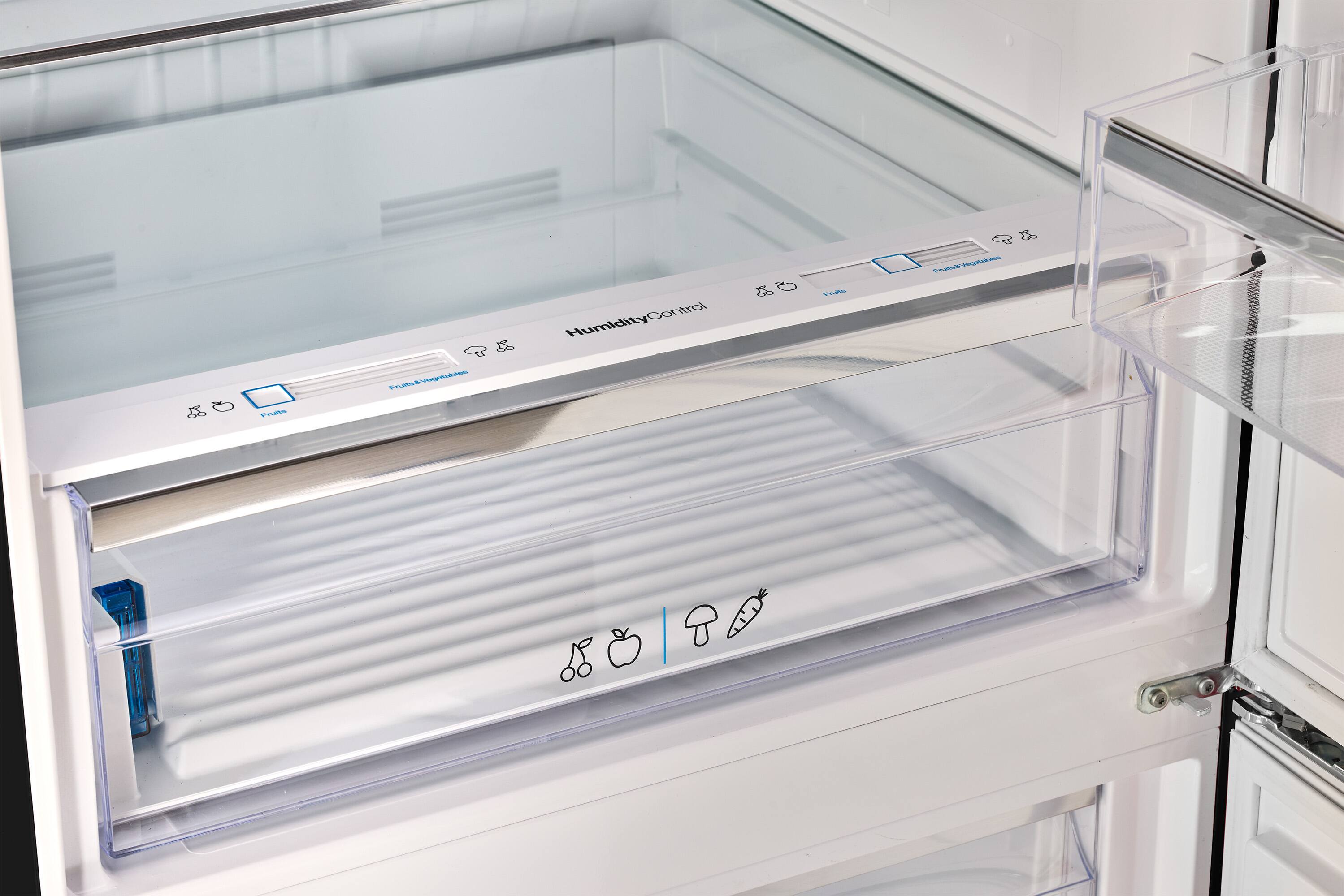 The text on the image reads: "Humidity Control 49°F/7°C 2 not into fridge". This text is likely meant to provide information about the temperature and humidity settings for the refrigerator. The temperature is set at 49°F (7°C), and the humidity is set at 49%. The last part of the text, "2 not into fridge," might be a reminder to not place any items into the refrigerator.