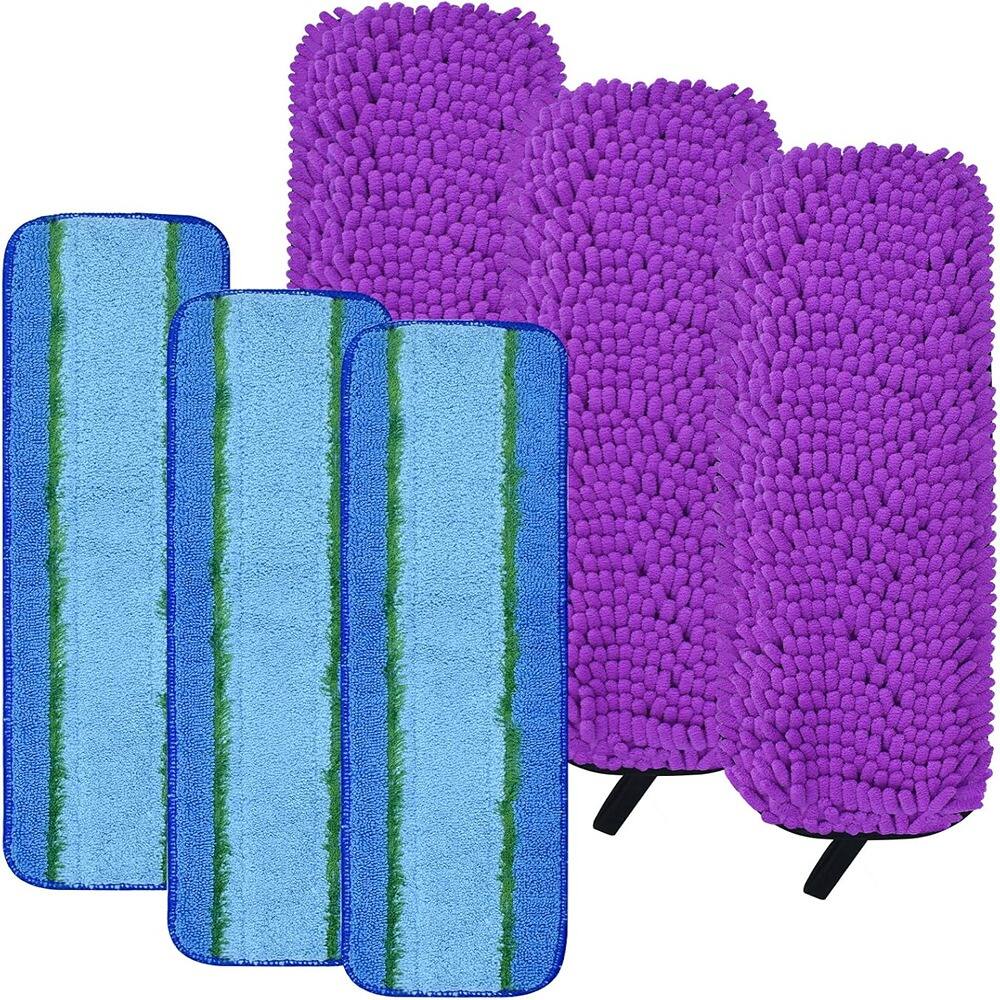 Front. Schertz - 6pk Microfiber Pet Sweeping Pads for Bona Mops – Dry/Wet, Hair Pickup.