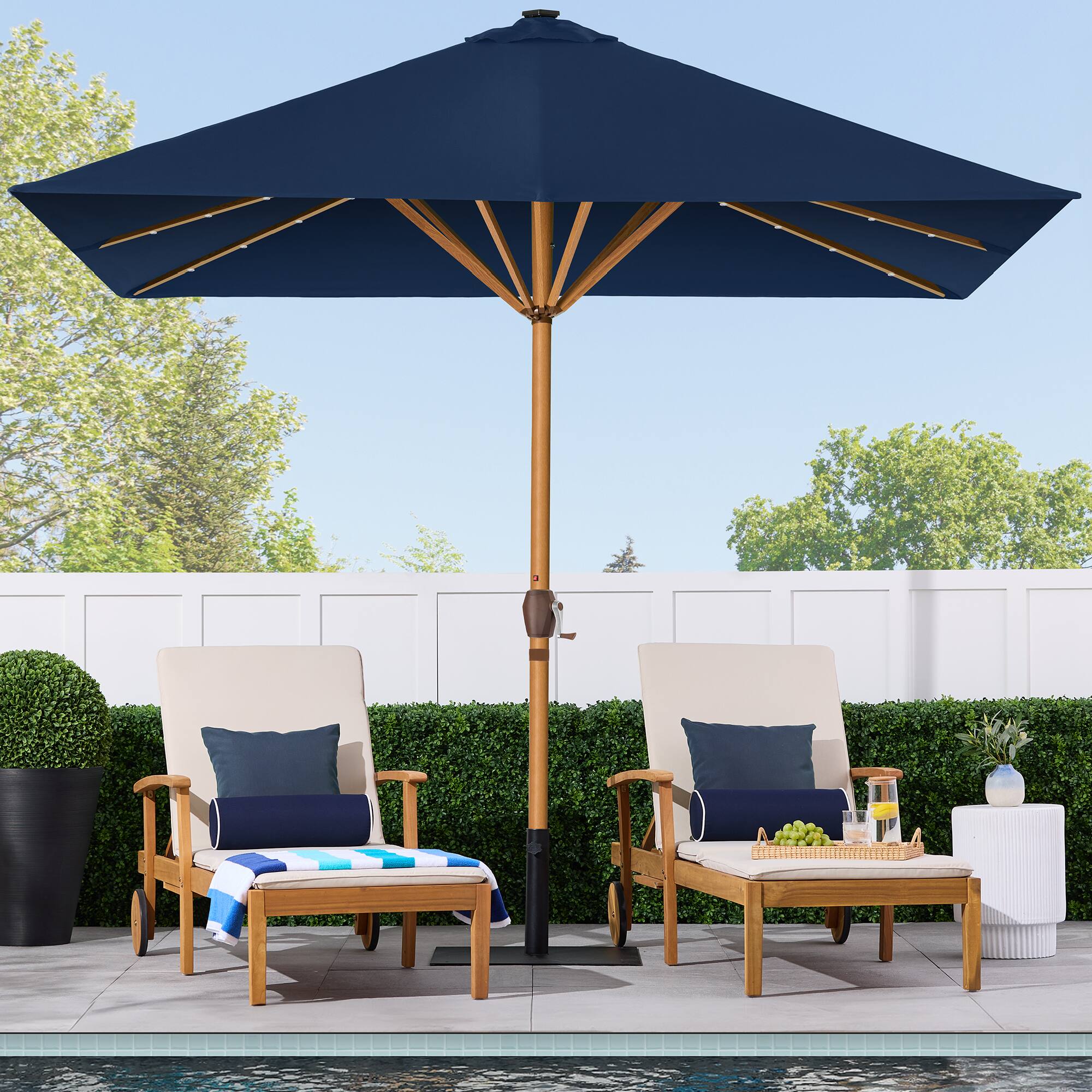 Alt View 2. Best Choice Products - Best Choice Products 9ft Deep Square Solar LED Lighted Patio Umbrella w/ Woodgrain Pattern, UV-Resistant - Navy Blue - Navy Blue.
