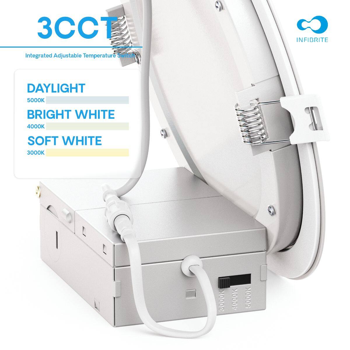3CCT Integrated Adjustable Temperature Switch  
INFIBRITE  
DAYLIGHT 5000K  
BRIGHT WHITE 4000K  
SOFT WHITE 3000K