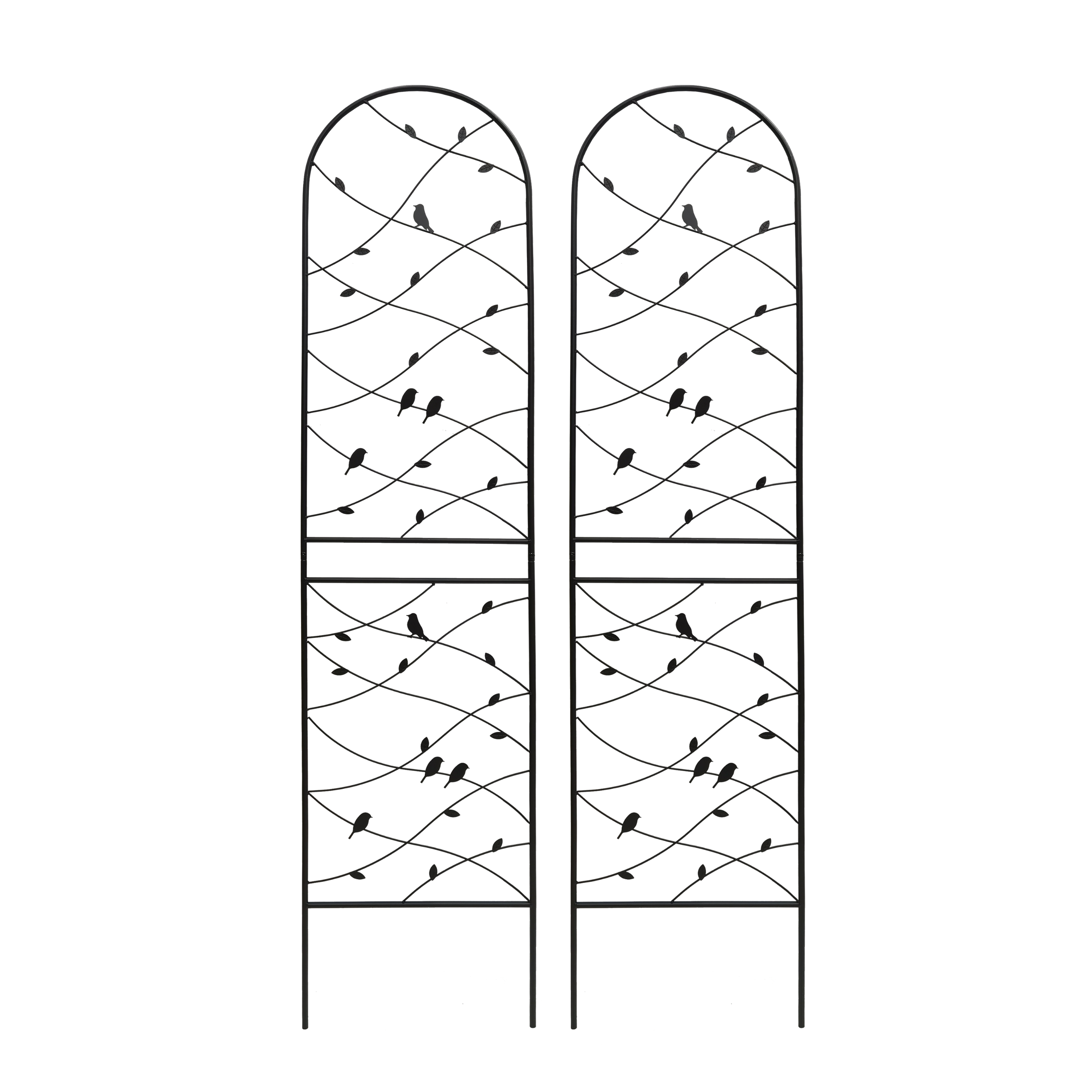 Alt View 6. Loheer - 2 Pack Metal Garden Trellis 7.2 ft x 1.6 ft Rustproof Climbing Plant Support - Black.