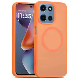 Kitcheniva - Magnetic Circle Soft Touch Case Plus Tempered Glass For Moto G 2025/2026/G Play 2026 - Cosmic Orange