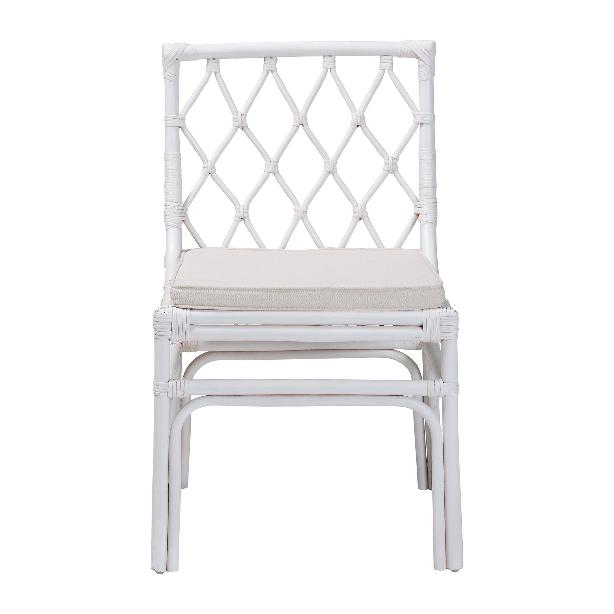 Angle. bali & pari - Carwyn Bohemian Rattan Dining Chair - White.