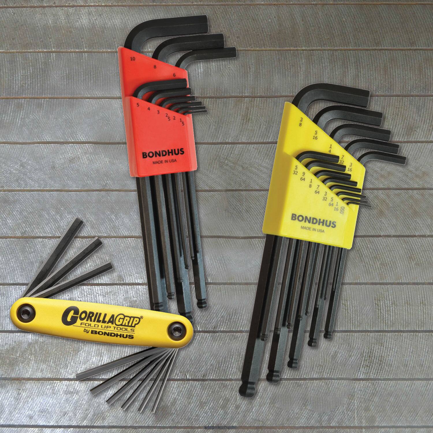 10 8 6 4 5 3 2 1 2 1 5 BONDHUS MADE IN USA 28 3 3 51 5 1 4 I 32 3 5 16 32 2 64 1 S Z 64 3 3n 5 54 1 15 050 BONDHUS MADE IN USA GORILLA GRIP FOLD UP TOOLS BONDHUS