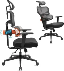 Newtral - Ergonomic High Back Mesh Office Chair with Headrest - Black - Front_Zoom