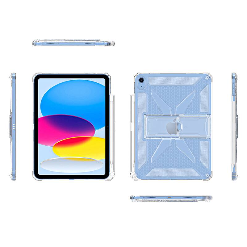 Back. Dteck - Case for iPad A16 11th Gen 11" 2025/ 10th Gen 10.9" 2022, Slim Shockproof Stand Transparent Cover with Pencil Holder - Clear.