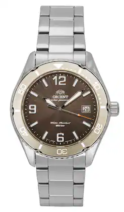 Orient - Mako III Stainless Steel Dial Solar Diver's RA-WJ0004Y 200M Men's Watch - Brown