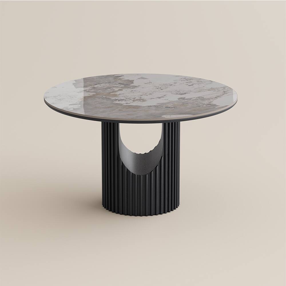 Alt View 9. POVISON - 47"Modern  Round Dining Table for 4 Pandora Sintered Stone Dining Table for Small Spaces, Breakfast Nooks & Apartments - Pandora.