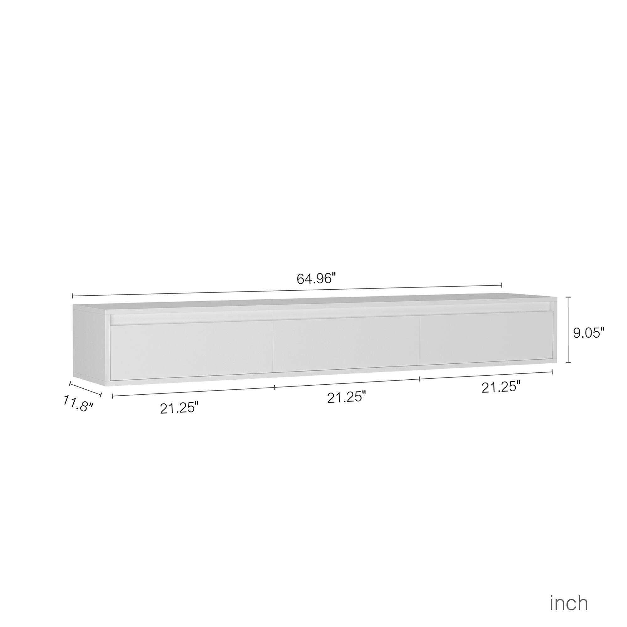 64.96"  
9.05"  
11.8"  
21.25"  
21.25"  
21.25"  
inch