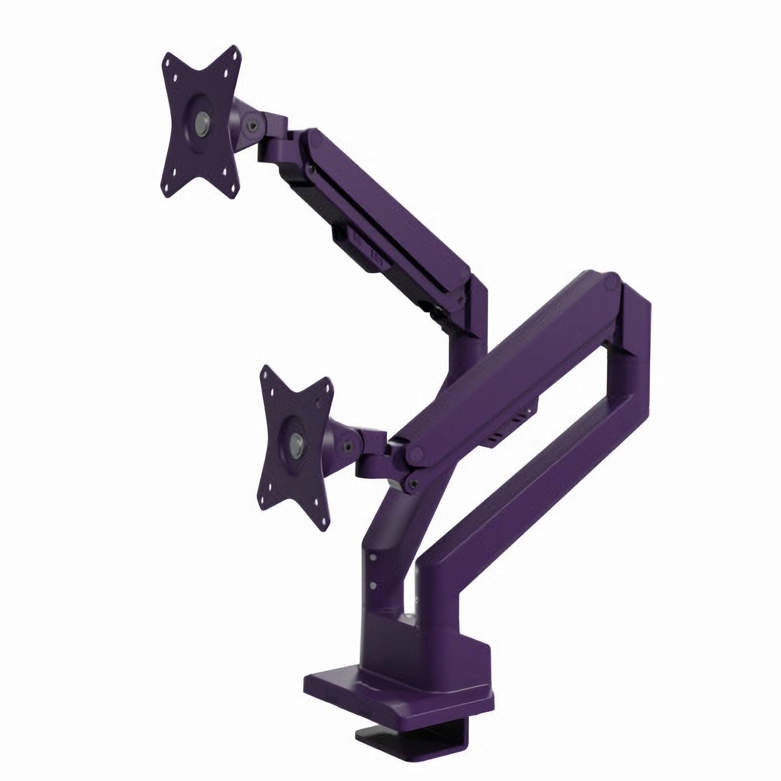 Alt View 3. Arozzi - Arozzi Alzare Neo Duo Gas Spring Dual Monitor Arm – Full Motion Dual Screen Desk Mount – Purple - Pure Purple.