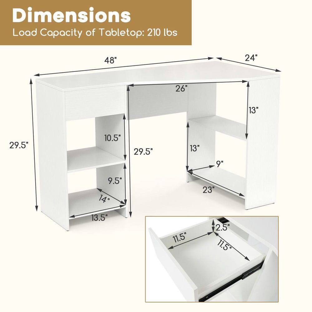 Dimensions  
Load Capacity of Tabletop: 210 lbs  

48" x 24"  
26" x 13"  
29.5" x 10.5" x 29.5"  
13" x 9" x 9.5" x 14" x 13.5" x 11.5" x 23" x 2.5" x 11.5"