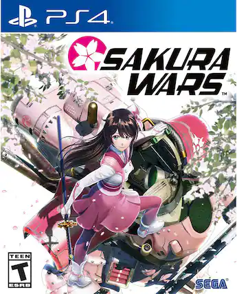 The corrected text is: "PS4 SAKURA WARS™ TEEN ESRB SEGA" - T (Teen 13+)