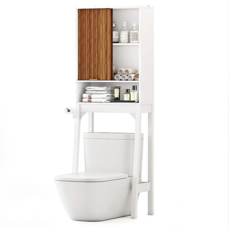 Skyzoo - Over-the-Toilet Storage Cabinet，Space-Saving Bathroom Organizer for Small Spaces - White