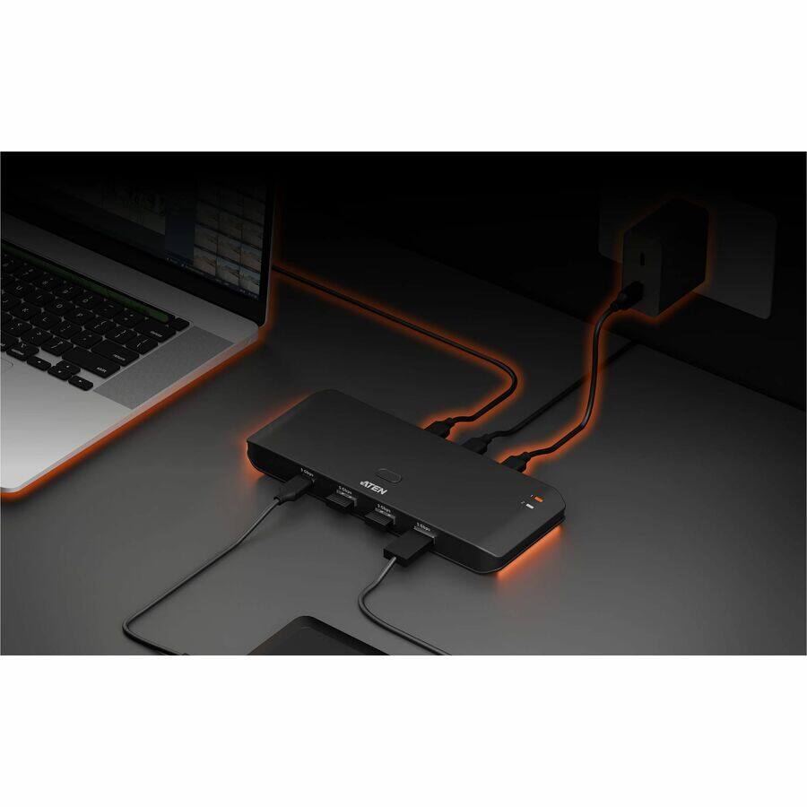 Alt View 1. Aten Technology - ATEN Essential 2 x 4 USB 3.2 Gen1 Sharing Switch (Host Type: A+C) - USB 3.2 (Gen 1) Type A, USB 3.2 (Gen 1) Type C - 640 - Unknown.