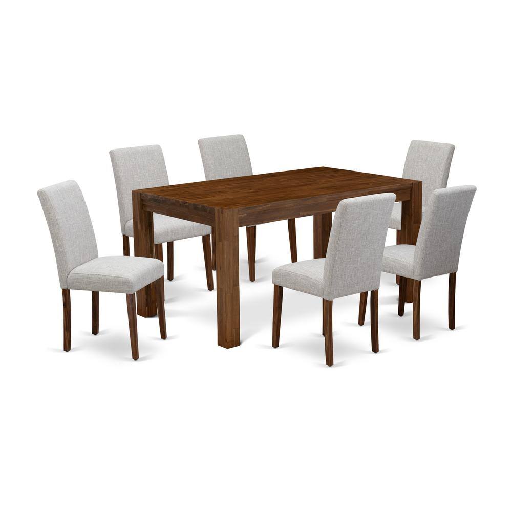 Left. East West Furniture - East West Furniture CNAB7-NN-35 7Pc Wood Dining Table Set Consists of a Wood Table and 6 Parsons Dining Room Chairs - Natural.