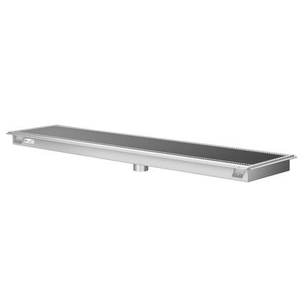 Front. Koolmore - 18" x 84" Stainless Steel Floor Trough Drain, 14-Gauge with Subway-Style Grating & Removable Drain Basket, NSF Listed - Stainless-Steel.