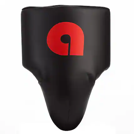 Front. Amber Sporting Goods - Deluxe Boxing MMA Groin Abdominal Protector Comfortable Ultimate Protection Small - Black.