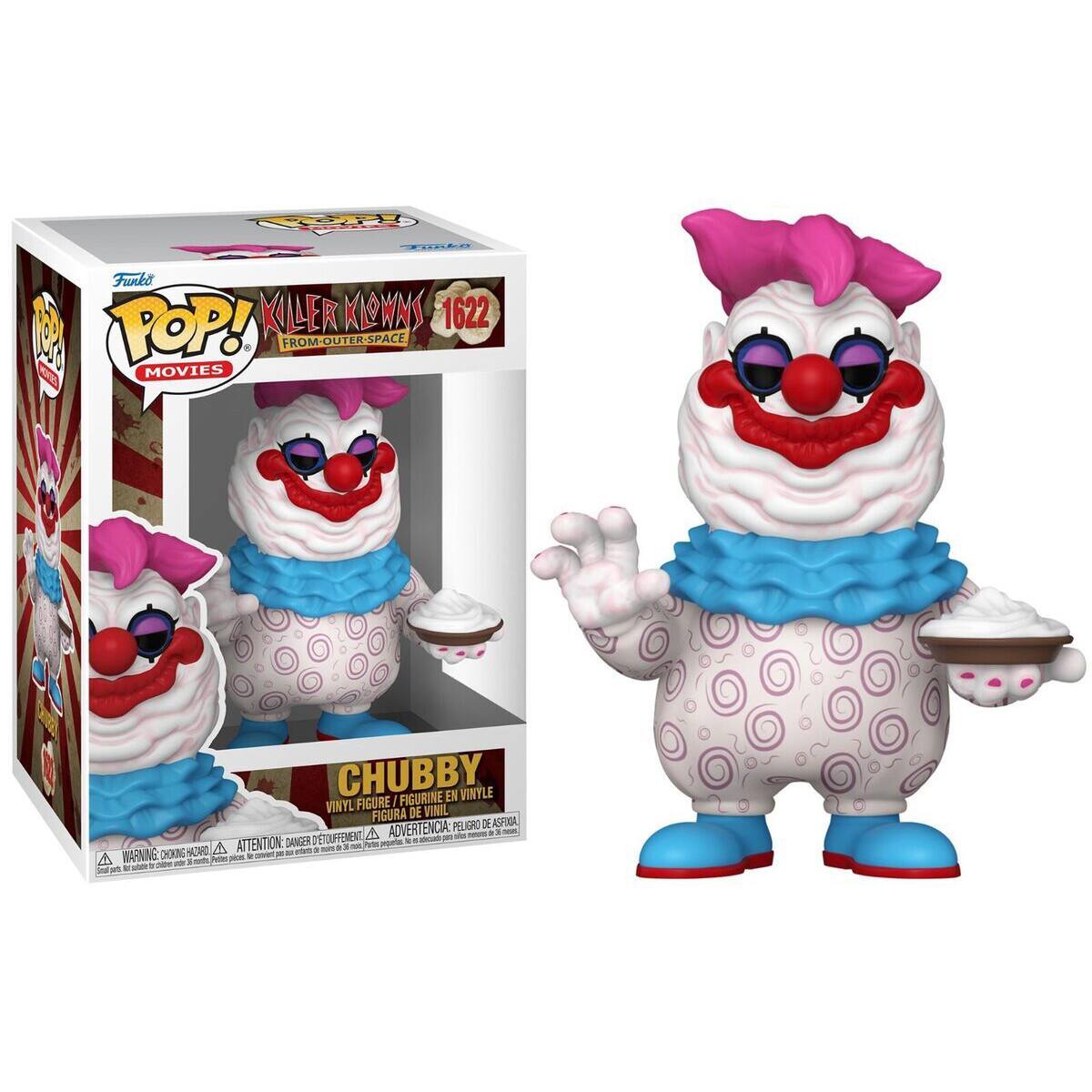 t Funko POP! KILER KLOWNS 1622 e MOVIES FROM-OUTER-SPACE FROM OUTER SPACE CHUBBY EN VINYLE VINYL FIGURE FIGURINE FIGURA DE VINIL PELIGRO DE ASFIGA D'ETOUFEMENT A ADVERTENCIA: - -e - . 8 - A ATTENTION DANGER  a - Pess VORD - wt d - A WARNING: CHNNG