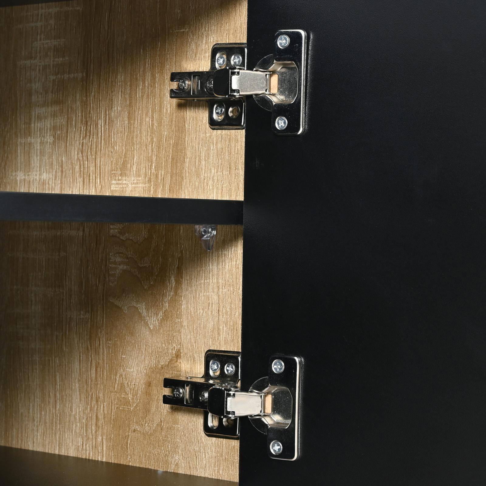 Alt View 6. Spaco - Spaco Fluted TV Stand for 80" TVs, Storage Cabinets and Drawers, Golden Wood Grain Legs, Luxury Console for Living Room - Black.