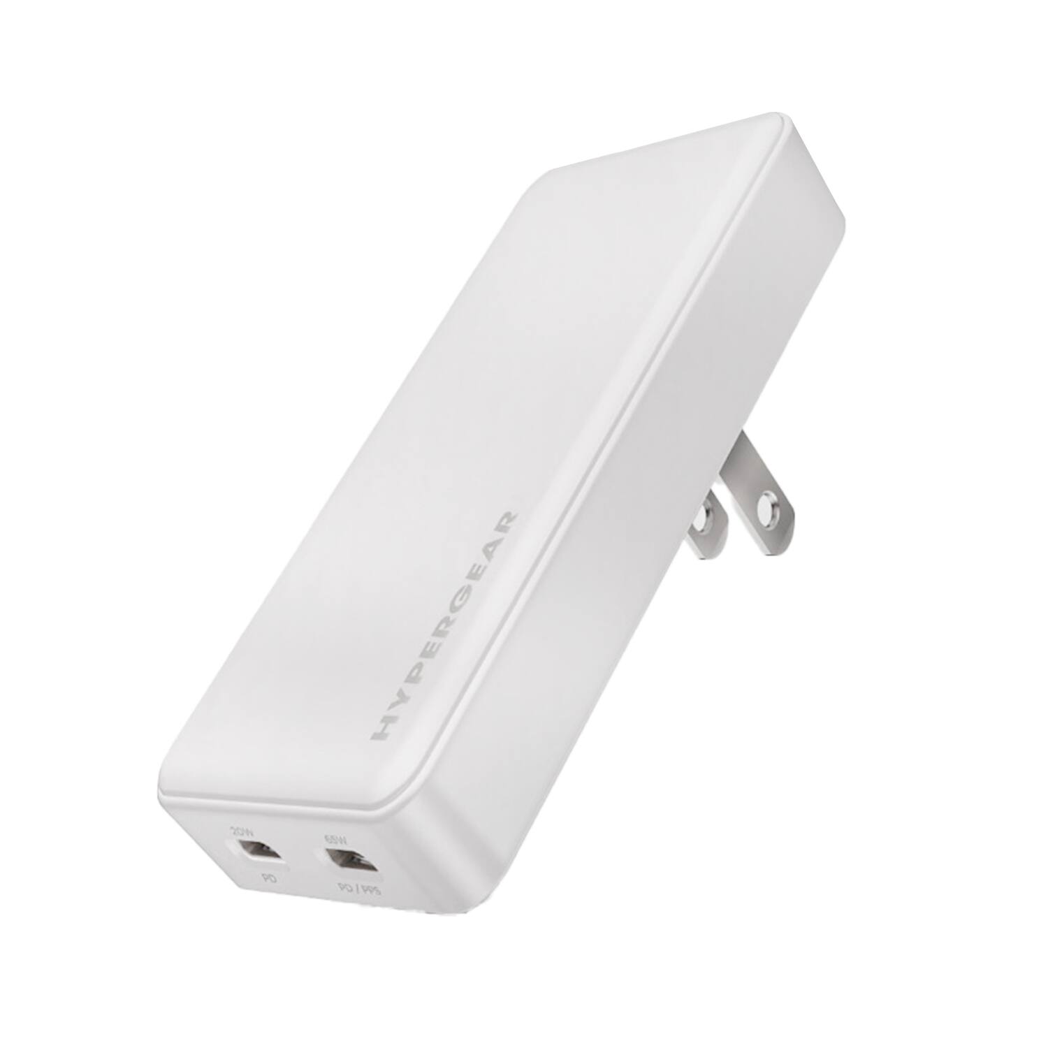Front. HyperGear - Hypergear 16131 Speedboost 65-watt Dual-usb-c Slim Gan Laptop Charger, White - white.