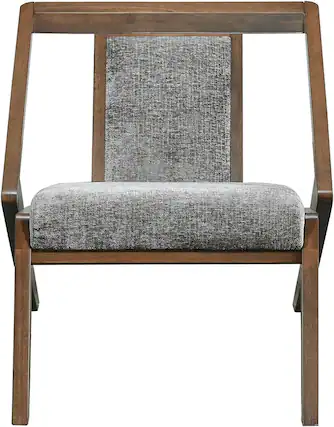 Front. Acanva - Mid-Century Modern Lounge Chair, Upholstered Velvet Living Room Reading Armchair with Solid Wood Frame, Steel-grey - Walnut and Steel-grey.