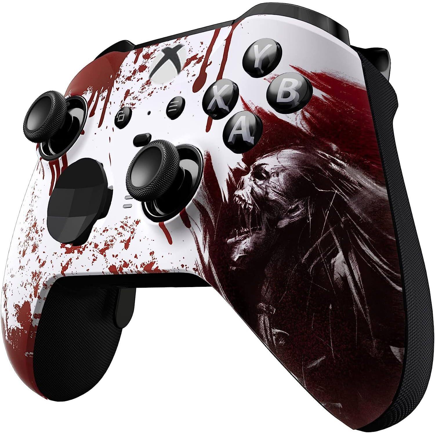 Angle. Custom Controllerzz - Custom Elite Series 2 Wireless Controller for Xbox Series X, Xbox Series S, Xbox One - Bloody Zombie.