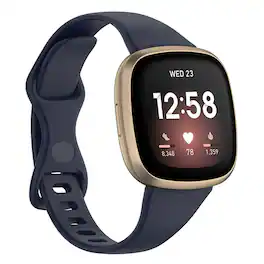 StrapsCo - Slim Active Strap Silicone Rubber Watch Band For Fitbit Sense 2 (Short-Medium) - Dark Blue