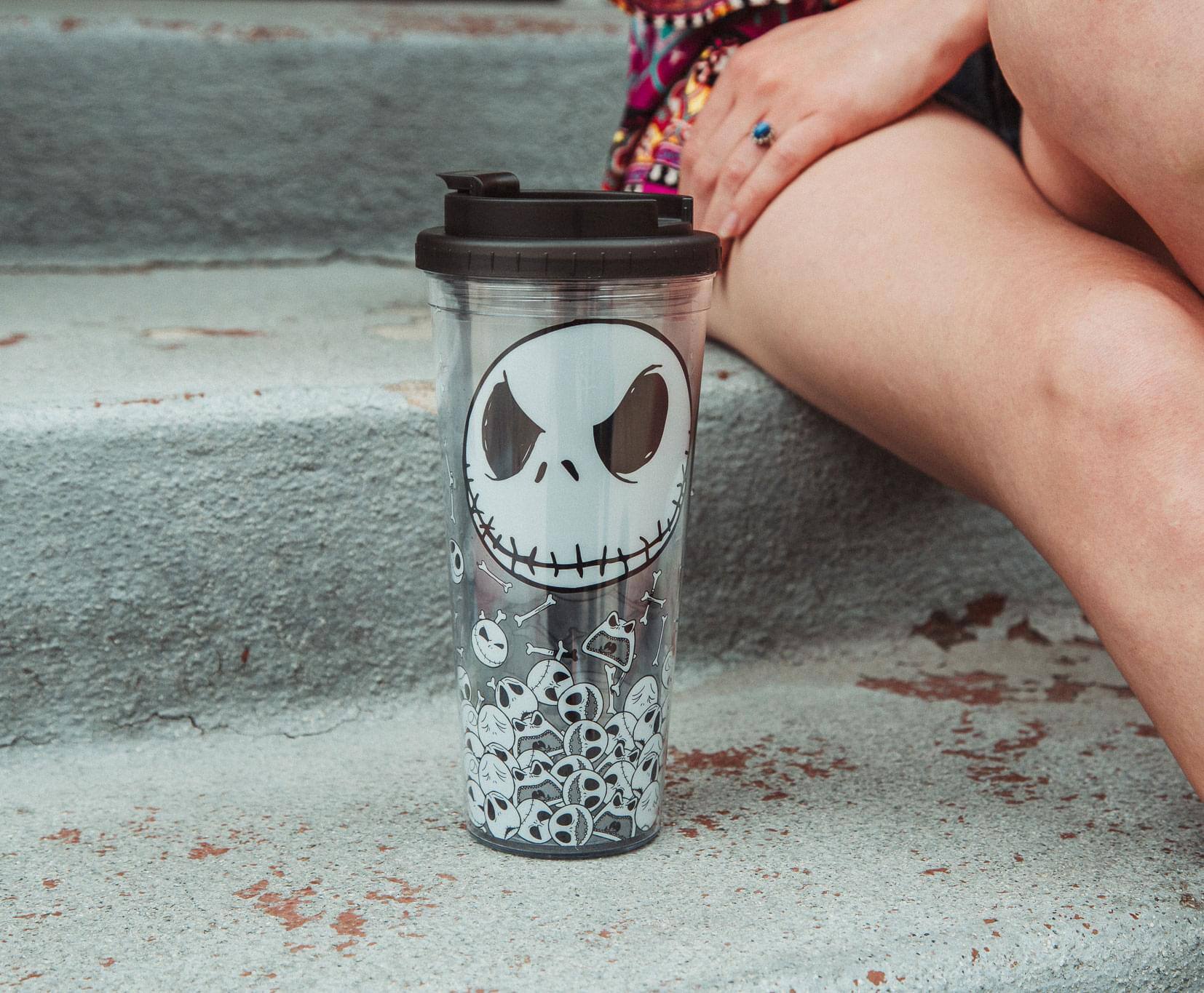 Alt View 4. Disney - Disney The Nightmare Before Christmas Jack And Skulls Plastic Travel Tumbler - Black.