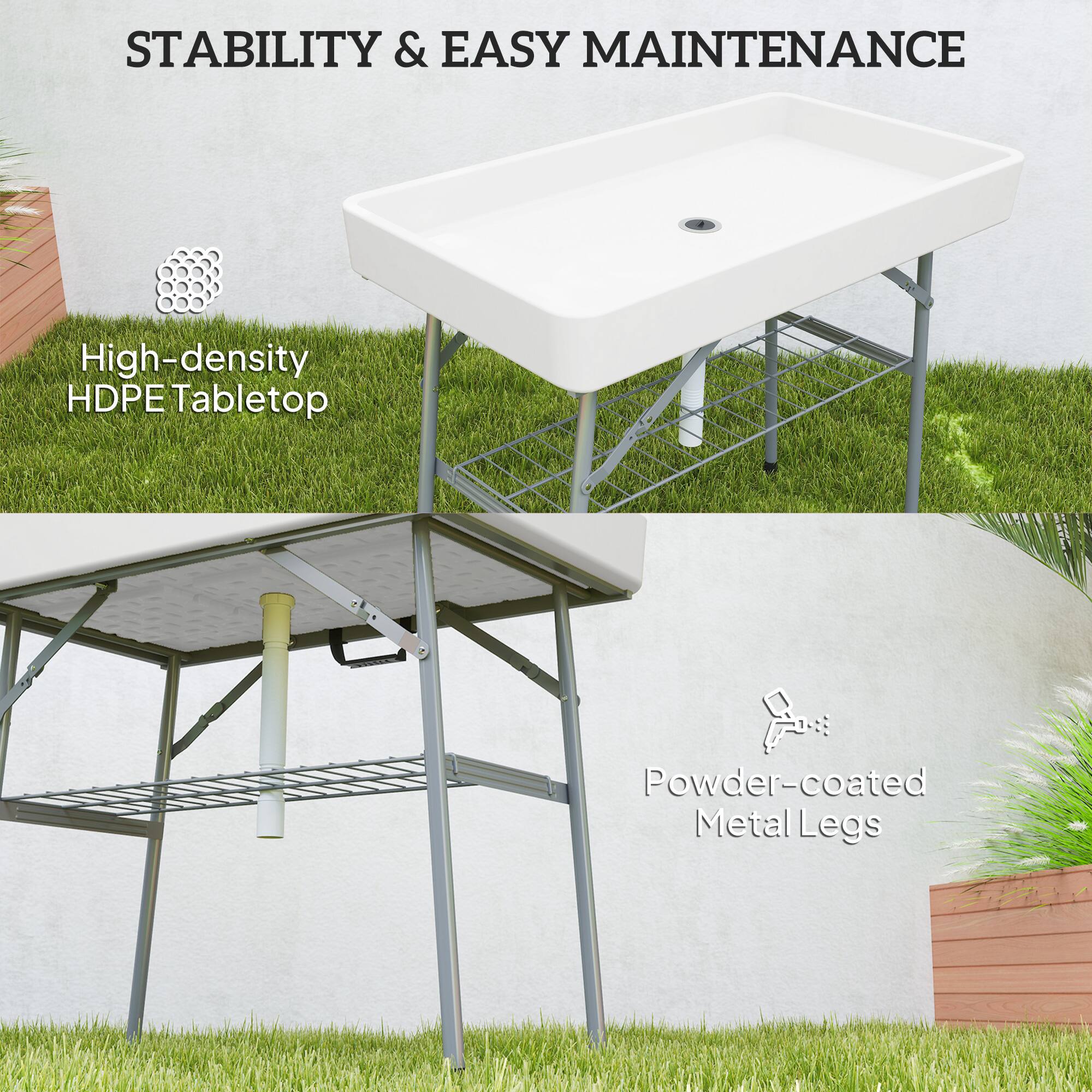 STABILITY & EASY MAINTENANCE
High-density HDPE Tabletop
Powder-coated Metal Legs