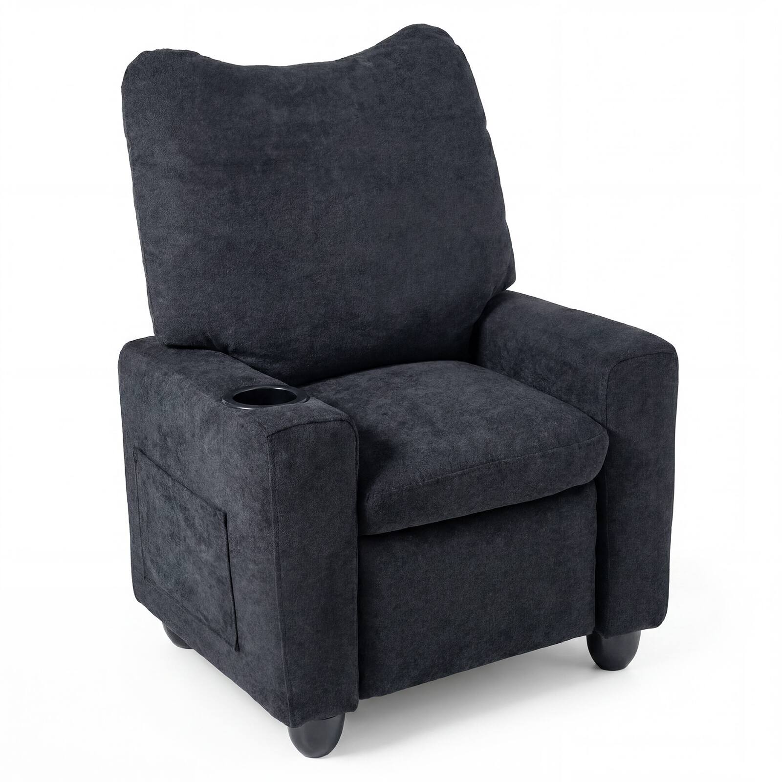 Alt View 1. Costway - Costway Kids Recliner with Adjustable Backrest Footrest Cup Holder Side Pockets for Ages 3+ - Black.