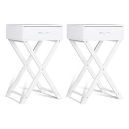Costway - Nightstand X-Shape Drawer Accent Side End Table Modern Home Furniture - White