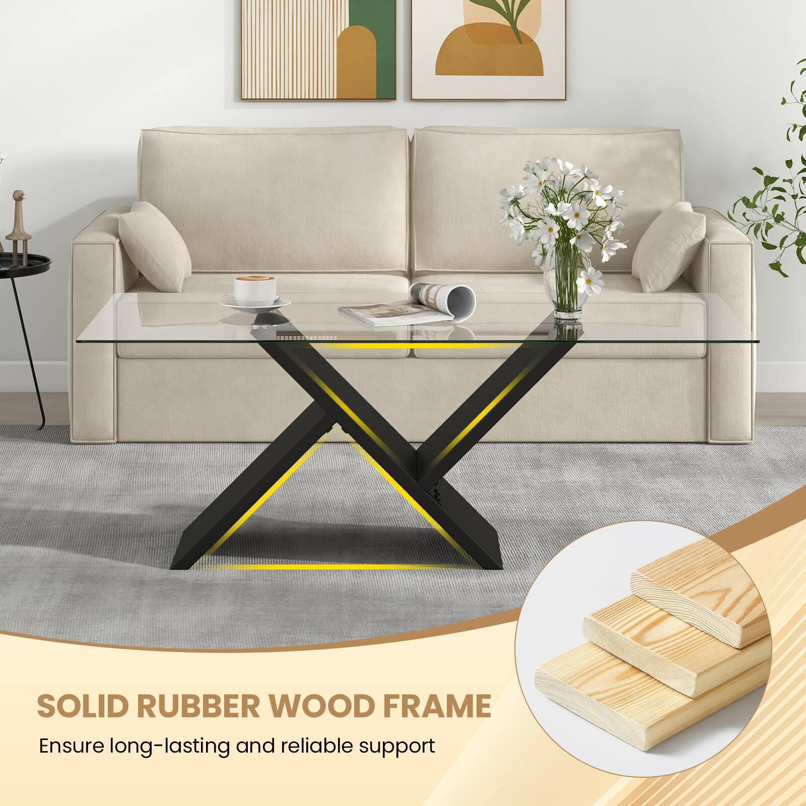 SOLID RUBBER WOOD FRAME
Ensure long-lasting and reliable support