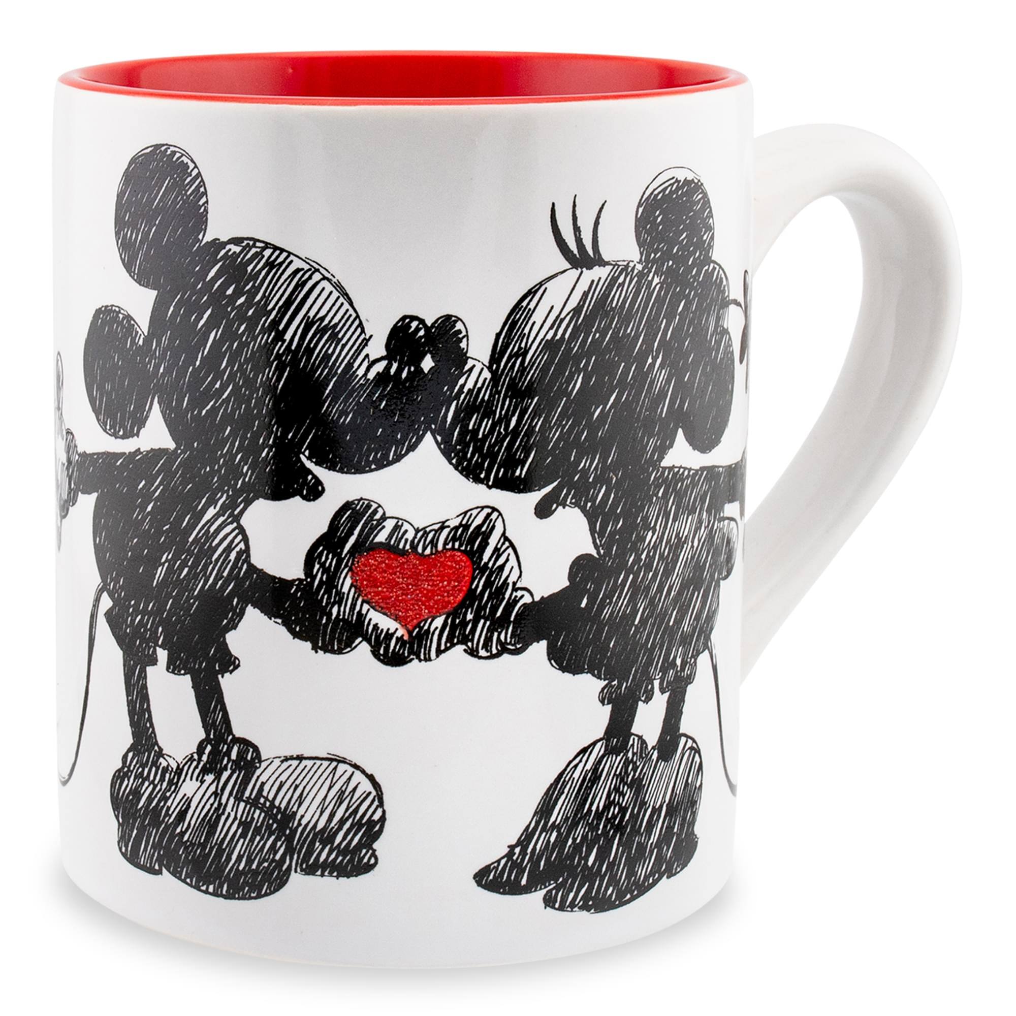 Silver Buffalo - Disney Mickey and Minnie Sketchbook Glitter Ceramic Mug | Holds 14 Ounces - Red price history on PriceWatchPro