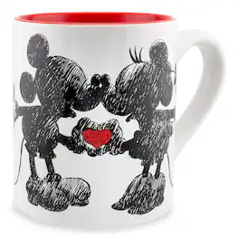 Silver Buffalo - Disney Mickey and Minnie Sketchbook Glitter Ceramic Mug | Holds 14 Ounces - Red