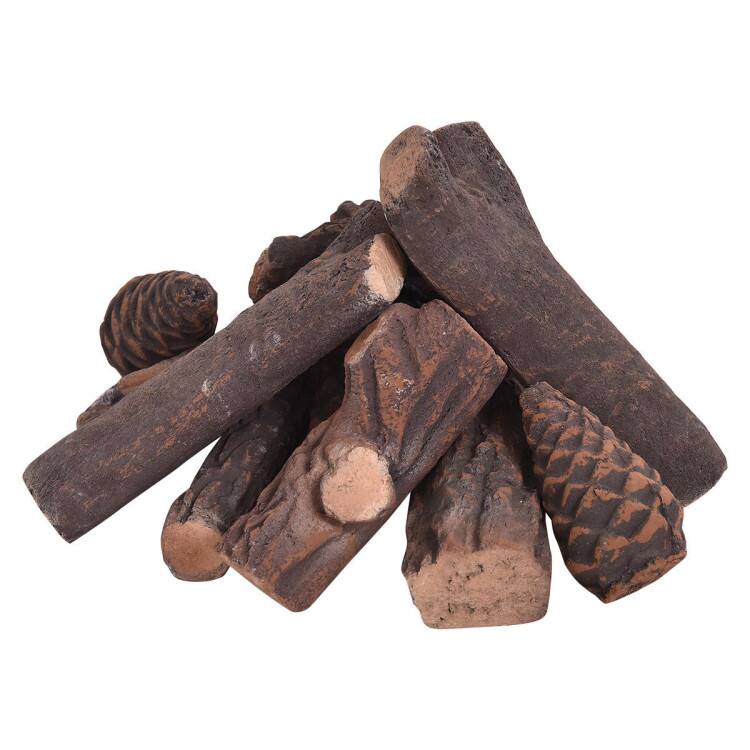 Mondawe - 9 pcs Ceramic Fireplace Imitation Wood Propane Log Set - Original wood figure