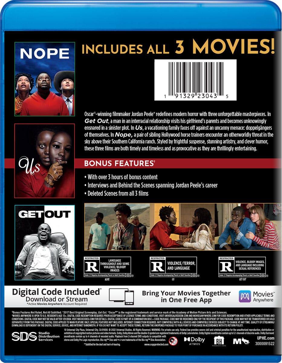 Back. Jordan Peele - 3-movie Collection (Box Set) [Blu-ray].