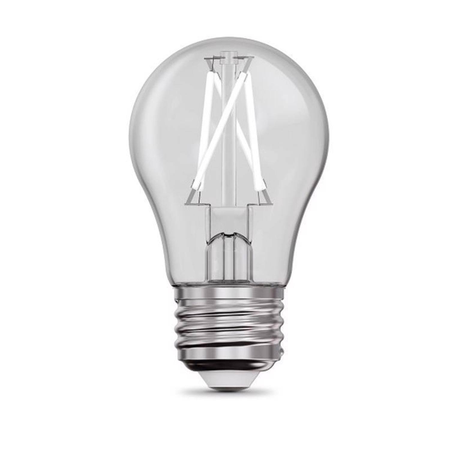 Left. FEIT ELECTRIC - Feit White A15 E26 (Medium) Filament LED Bulb Soft White 60 Watt Equivalence 2 pk.