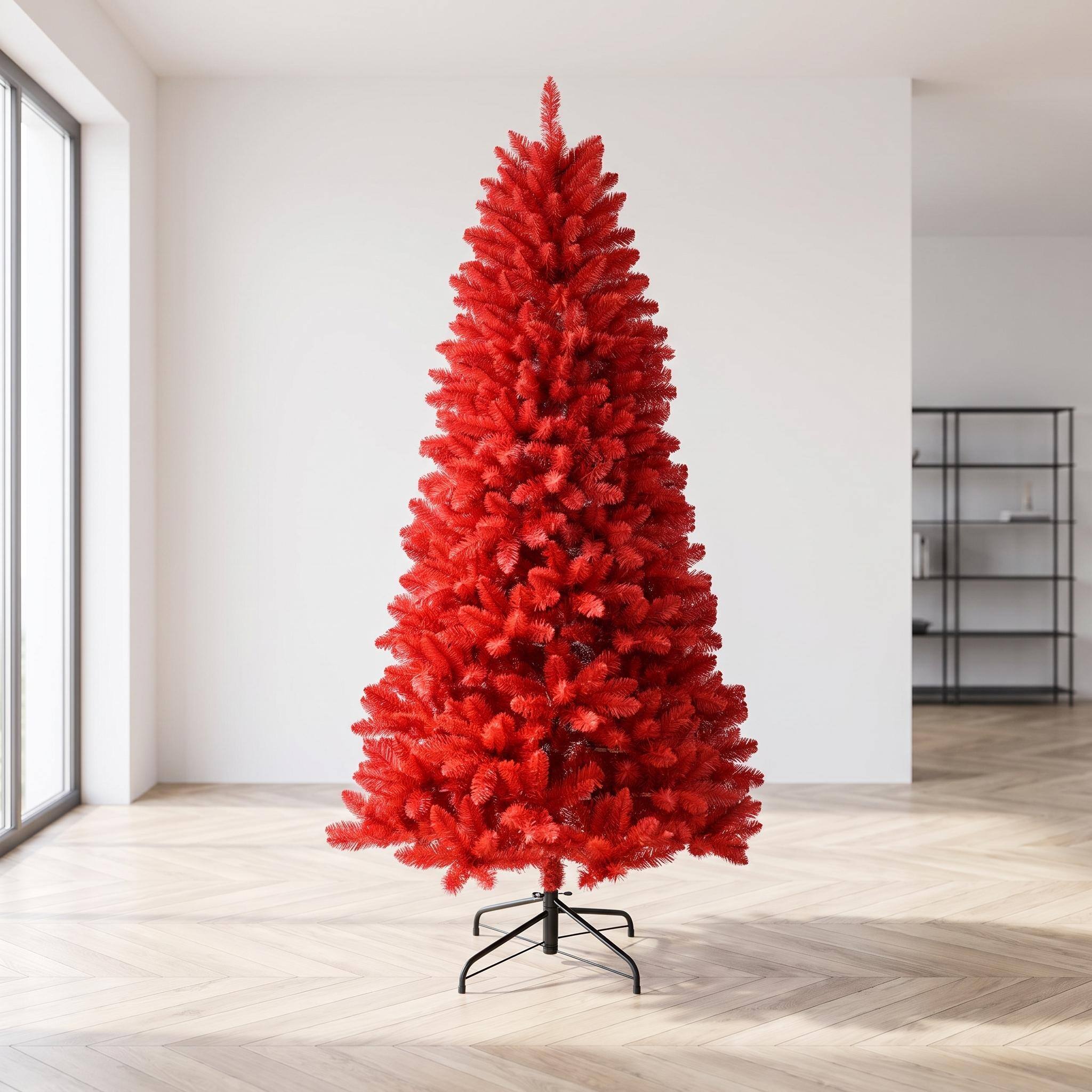Alt View 6. Forest'nSky - 5 ft. Red PVC Artificial Christmas Tree with 624 Tips and Metal Stand - Red.