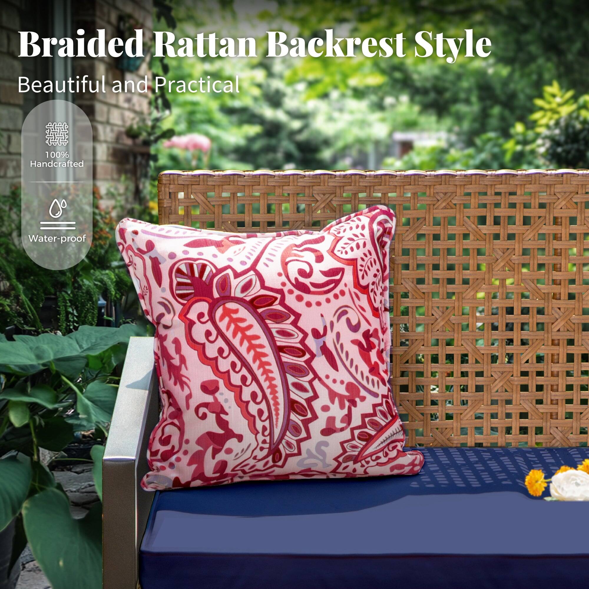 Braided Rattan Backrest Style  
Beautiful and Practical  

100% Handcrafted  
Water-proof