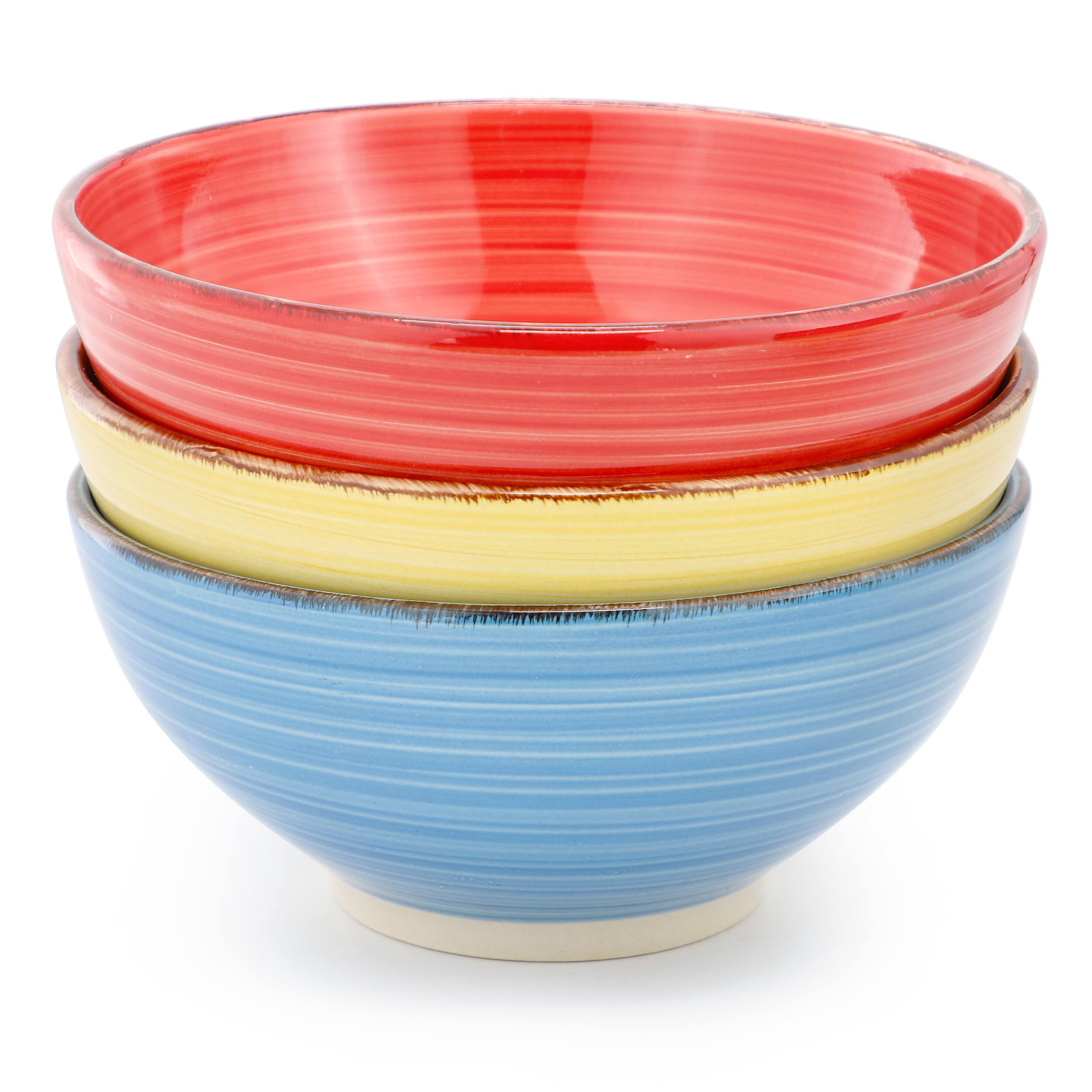Angle. Elama - Elama Color Ridge 6.25 Inch 6 Piece Round Stoneware Assorted Bowl Set - Multi.