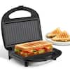 Front. OSTBA - 750W Sandwich Maker, 2 Slice Grilled Cheese Toaster& Non-Stick Grill Plates, Cool-Touch Handle, Indicator Lights - Black.