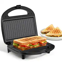 OSTBA - 750W Sandwich Maker, 2 Slice Grilled Cheese Toaster& Non-Stick Grill Plates, Cool-Touch Handle, Indicator Lights - Black