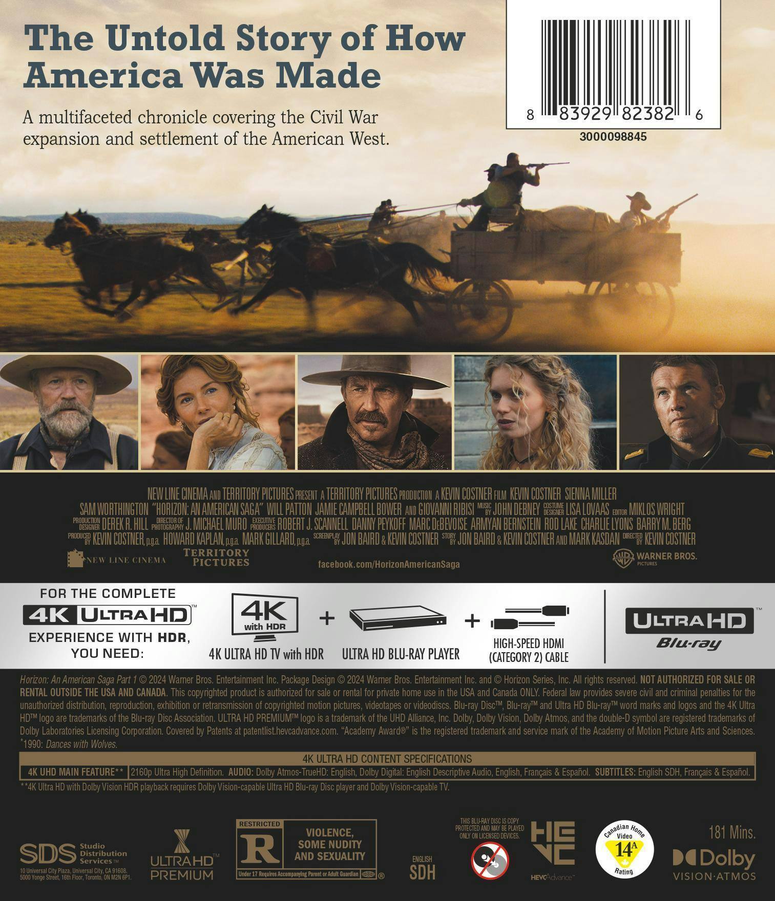 Back. Horizon: An American Saga--Chapter 1   - 4K Blu-Ray.