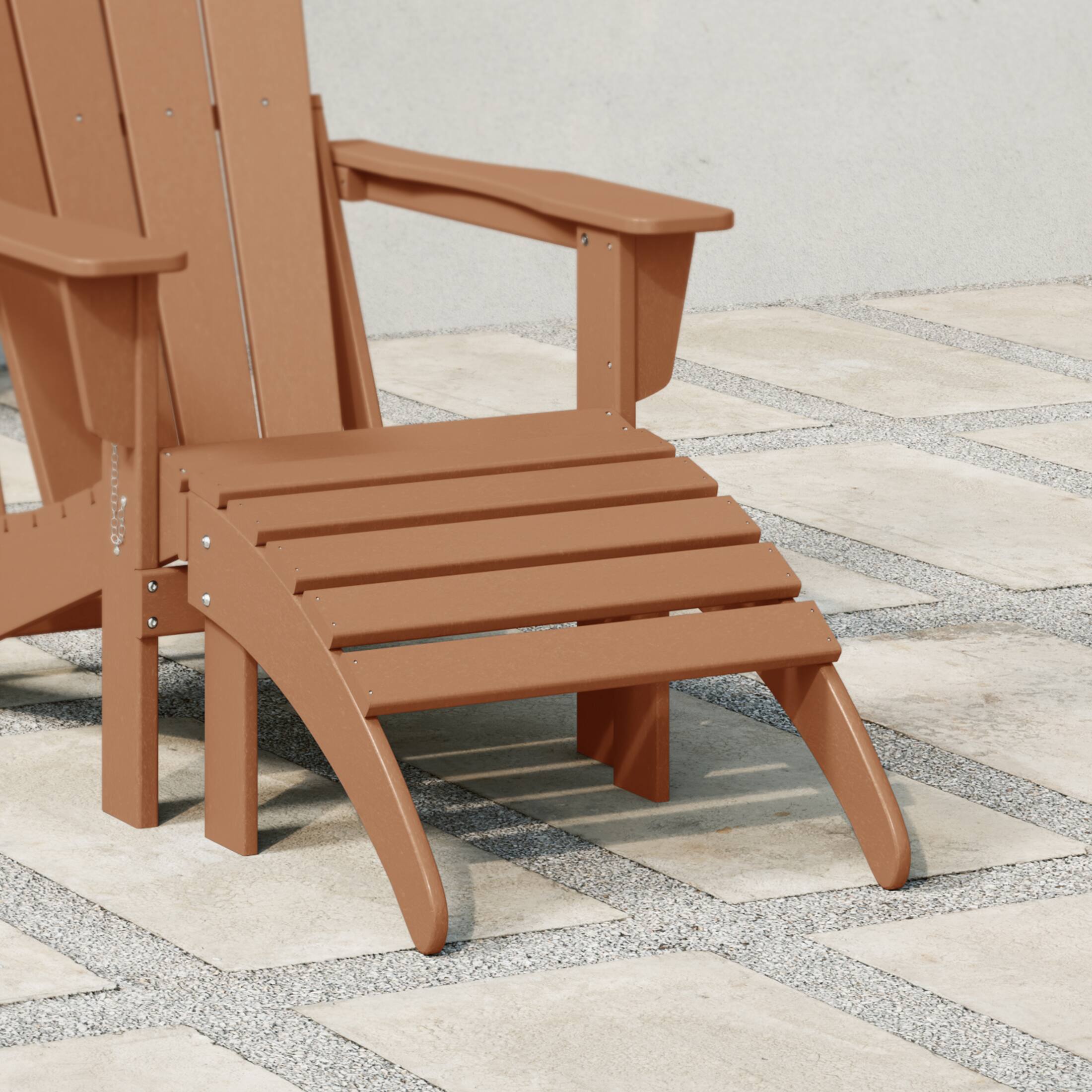 Angle. WestinTrends - WestinTrends Malibu Outdoor folding ottoman for Adirondack chair - Teak.