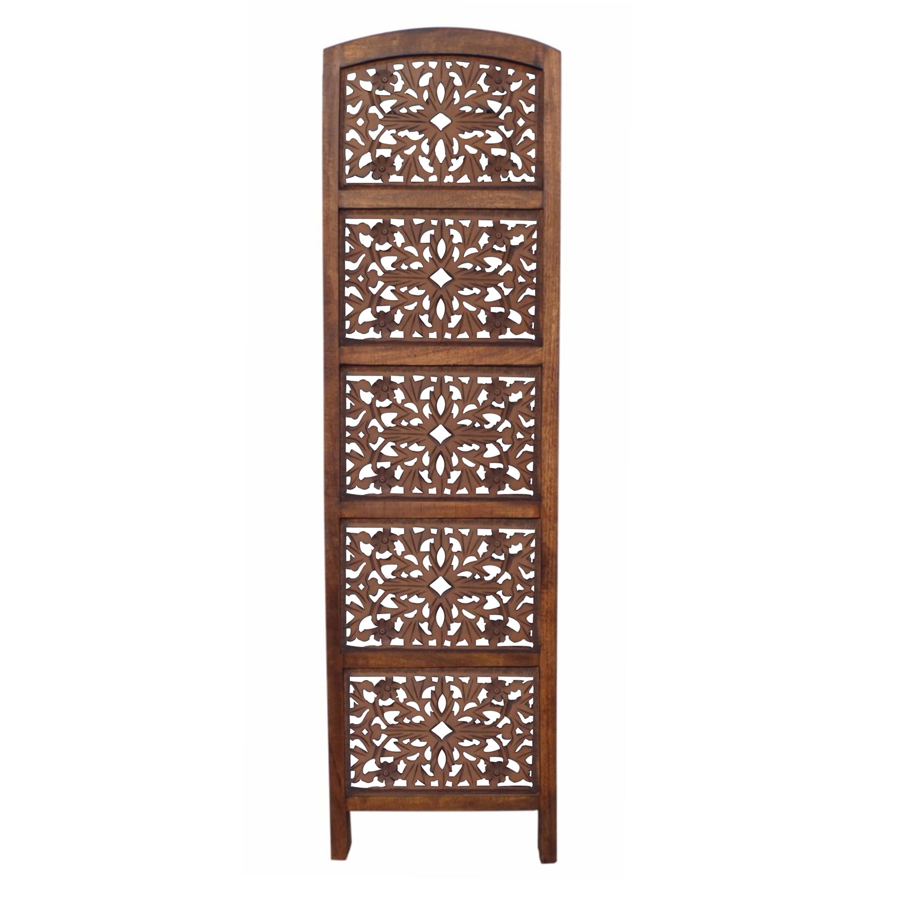 Alt View 1. Manhattan Lane - The Urban Port Handmade Foldable 4 Panel Wooden Partition Screen Room Divider - Dark Brown.