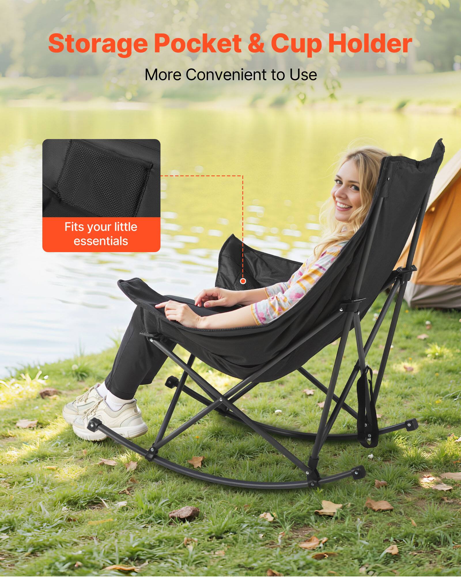 Storage Pocket & Cup Holder  
More Convenient to Use  
Fits your little essentials