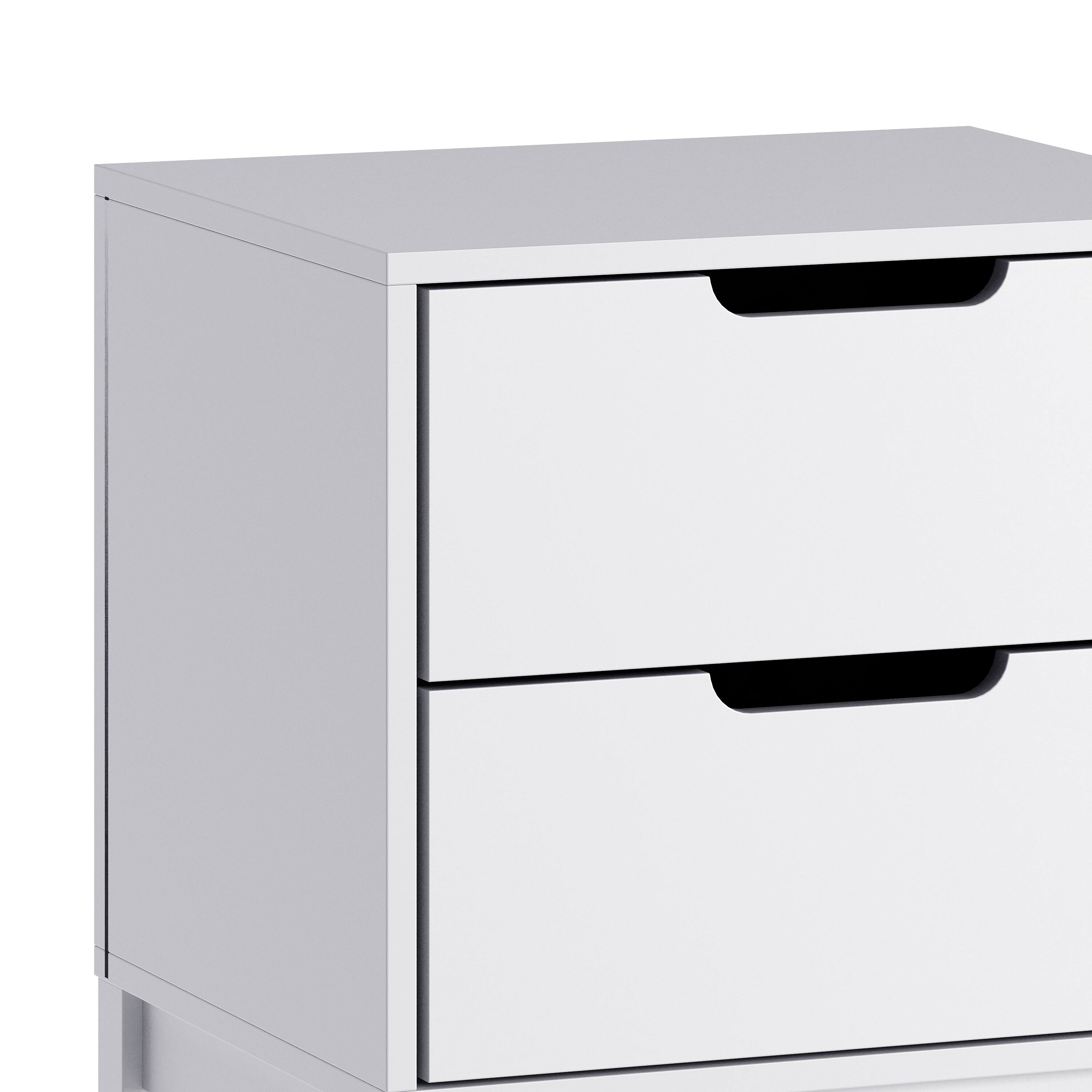 Alt View 8. Emma + Oliver - Samuel Kids Double-Drawer Night Stand with Solid Wood Frame, Side Table for Kids Bedroom - White.